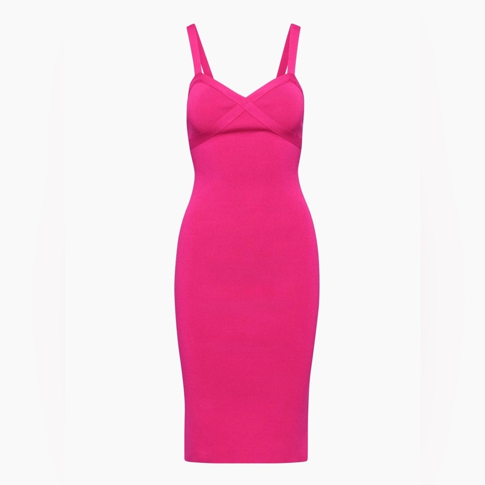 Aritzia Babaton Greta Sculpt Knit Dress – Hot Pink, Size M